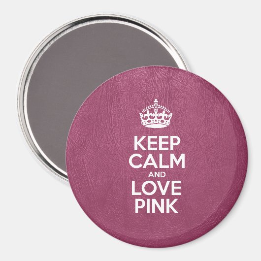 Hou kalm- en liefdesroze, roze leder, kroon magneet (Voorkant / Achterkant)