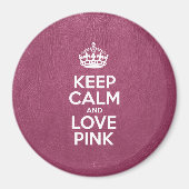 Hou kalm- en liefdesroze, roze leder, kroon magneet (Voorkant)