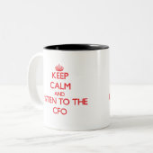 Hou kalm en luister naar de CFO Tweekleurige Koffiemok (Voorkant links)