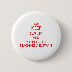 Hou kalm en luister naar de docent ronde button 5,7 cm