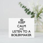 Hou kalm en luister naar een boilermaker briefkaart (Staand voorkant)