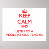Hou kalm en luister naar een leraar aan de middelb poster (Voorkant)