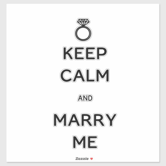 Hou kalm en marry Me Diamond Ring Sticker (Vel)
