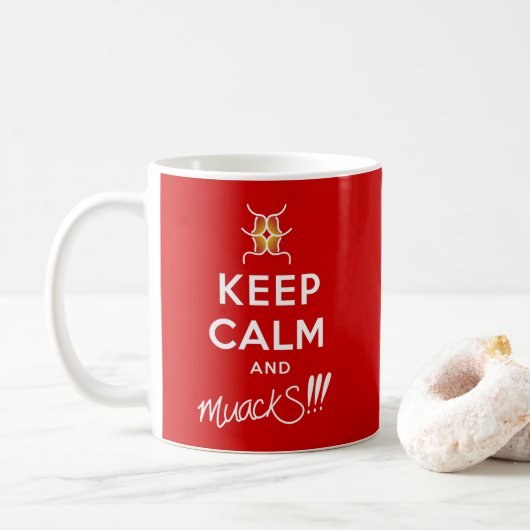 Hou kalm en muackS!!! Rood en wit Koffiemok (Met donut)