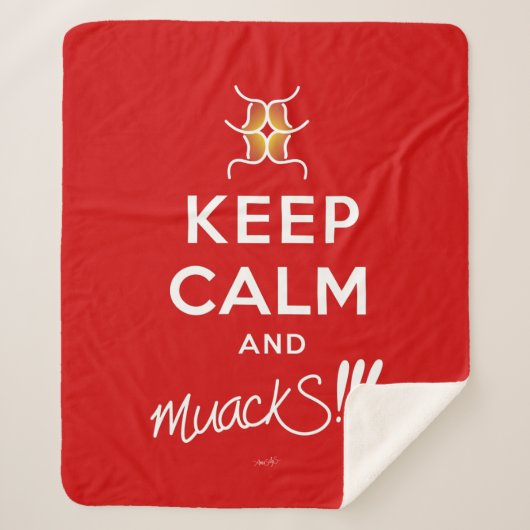 Hou kalm en muackS!!! Rood en wit Sherpa Deken (Voorkant)