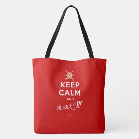Hou kalm en muackS!!! Rood en wit Tote Bag (Achterkant)