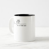 Hou kalm en niet zo kalm. tweekleurige koffiemok (Voorkant links)