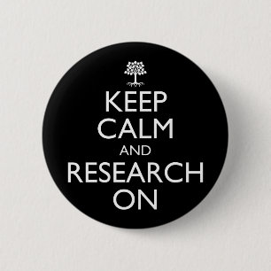 Hou kalm en onderzoek naar genealogie ronde button 5,7 cm