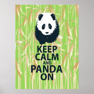 Hou kalm en panda op Poster, printbamboe Poster