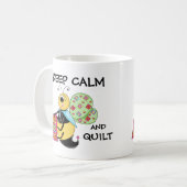 Hou kalm en Quilt Whimsy Honey Bee Art Koffiemok (Voorkant links)