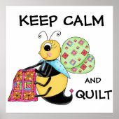 Hou kalm en Quilt Whimsy Honey Bee Art Poster (Voorkant)