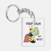 Hou kalm en Quilt Whimsy Honey Bee Art Sleutelhanger (Voorkant Links)