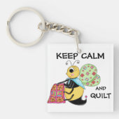 Hou kalm en Quilt Whimsy Honey Bee Art Sleutelhanger (Voorkant)