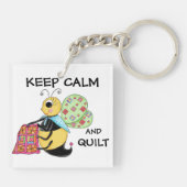 Hou kalm en Quilt Whimsy Honey Bee Art Sleutelhanger (Achterkant)