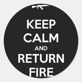 Hou kalm en retourbrand ronde sticker