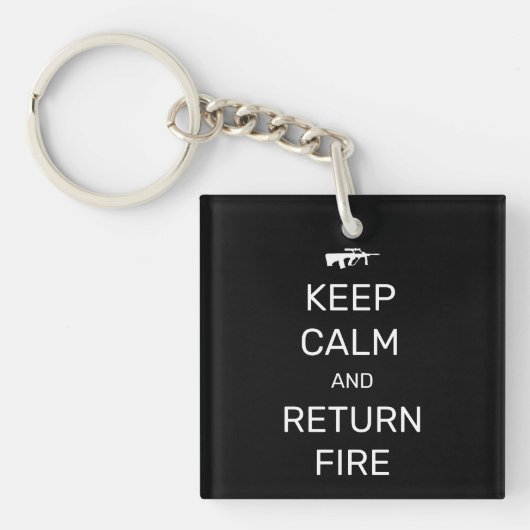 Hou kalm en retourbrand sleutelhanger (voorkant)