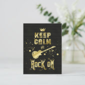 Hou kalm en rock op Electric Guitar Typografie Briefkaart (Staand voorkant)