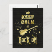 Hou kalm en rock op Electric Guitar Typografie Briefkaart (Voorkant / Achterkant)