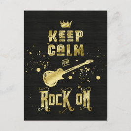 Hou kalm en rock op Electric Guitar Typografie Briefkaart