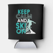 Hou kalm en skie op grappige wintersport blikjeskoeler (Voorkant)