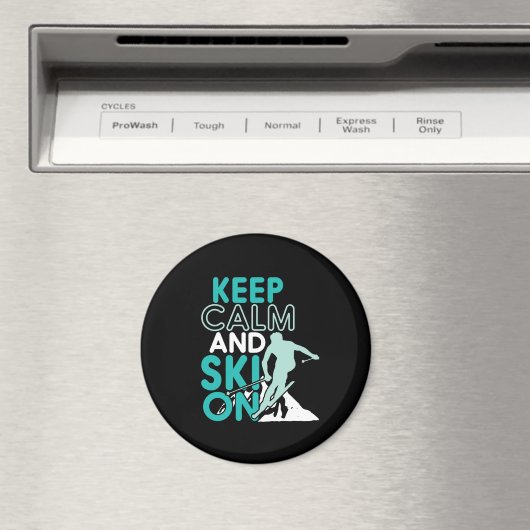 Hou kalm en skie op grappige wintersport magneet (Insitu (Vaatwasser))