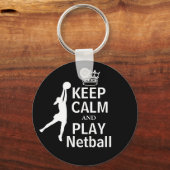 Hou kalm en speel Netball Design Sleutelhanger (Voorkant)