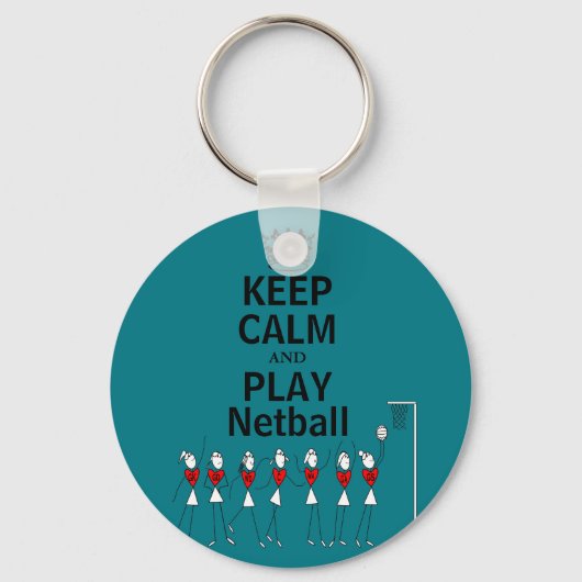 Hou kalm en speel Netball Design Sleutelhanger (Voorkant)