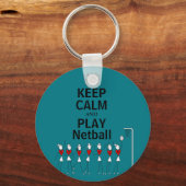 Hou kalm en speel Netball Design Sleutelhanger (Voorkant)