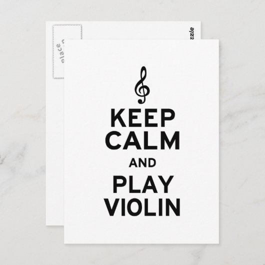 Hou kalm en speel viool briefkaart (Voorkant / Achterkant)