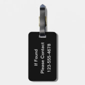 Hou kalm en speel zwart bagagelabel (Achterkant verticaal)