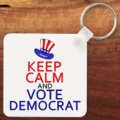 Hou kalm en stem-democraat grappig politiek sleutelhanger (Achterkant)