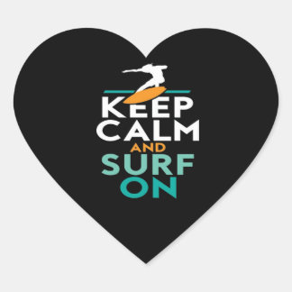 Hou kalm en Surf op surfliefde Hart Sticker