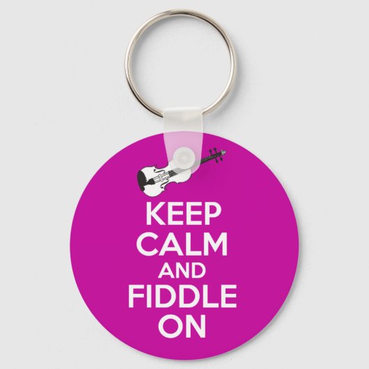 Hou kalm en vaag op viool op Fuschia roze Sleutelhanger (Voorkant)