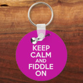 Hou kalm en vaag op viool op Fuschia roze Sleutelhanger (Voorkant)