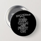 Hou kalm en vecht aan ronde button 7,6 cm (Voorkant /achterkant)
