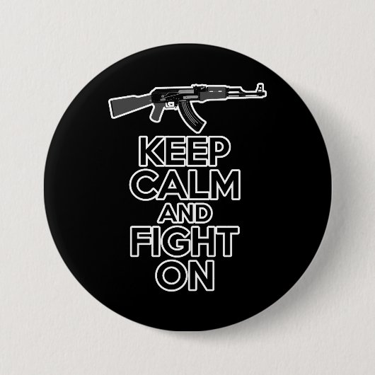 Hou kalm en vecht aan ronde button 7,6 cm (Voorkant)