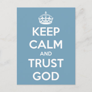Hou kalm en vertrouw God Blue en White Briefkaart