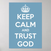 Hou kalm en vertrouw God Blue en White Poster (Voorkant)