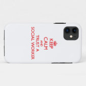Hou kalm en vertrouw op een sociaal werker Case-Mate iPhone case (Achterkant (horizontaal))
