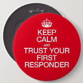 Hou kalm en vertrouw op je eerste antwoordapparaat ronde button 6,0 cm (Voorkant /achterkant)