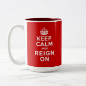 Hou kalm en vorst op diamantjubelen tweekleurige koffiemok (Links)