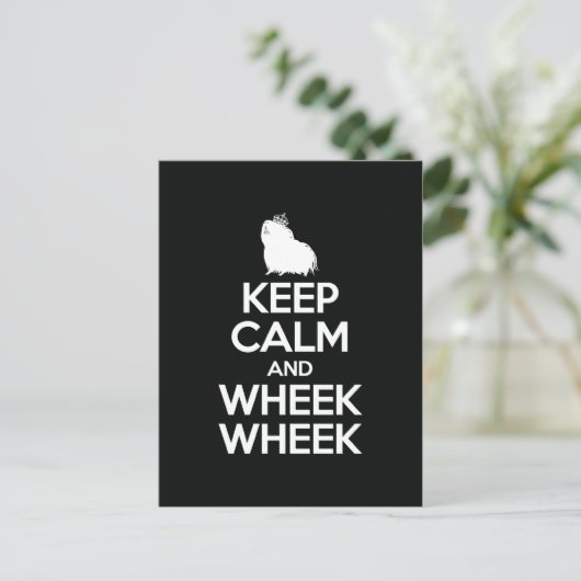 Hou kalm en Wheek Wheek Briefkaart (Staand voorkant)