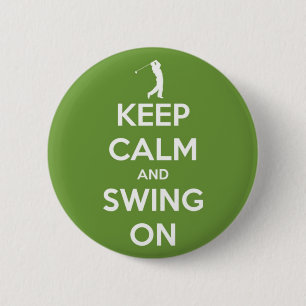 Hou kalm en zwaai op groene Pinback Button