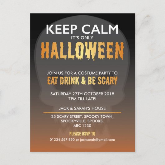 'Hou kalm, het is alleen Halloween' briefkaart (Voorkant)