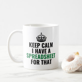Hou kalm ik heb een spreadsheet voor dat, grappig koffiemok