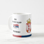 Hou kalm in Servië en grappige tekst, Servische vl Koffiemok (Voorkant links)
