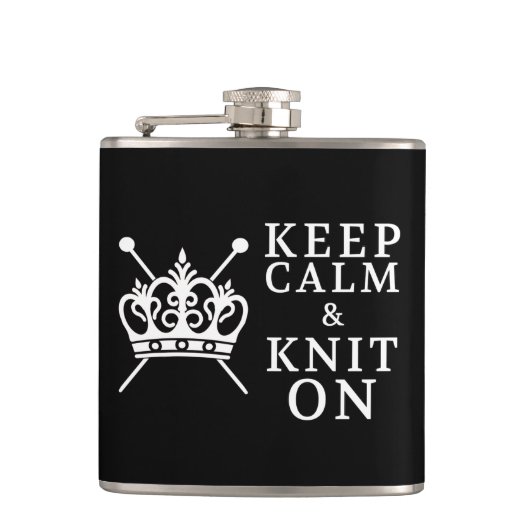 Hou kalm Knit op vlotten {donker} Heupfles (Voorkant)