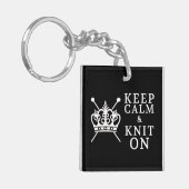Hou kalm Knit op vlotten {donker} Sleutelhanger (Voorkant Links)