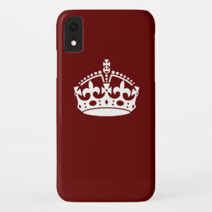 Hou kalm kroonpictogram op Burgundy Red iPhone XR Hoesje