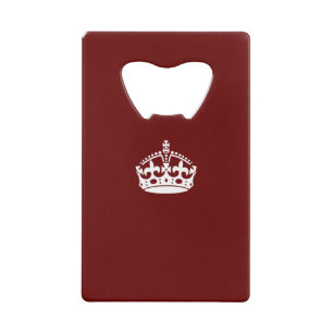 Hou kalm kroonpictogram op Burgundy Red Creditkaart Flessenopener